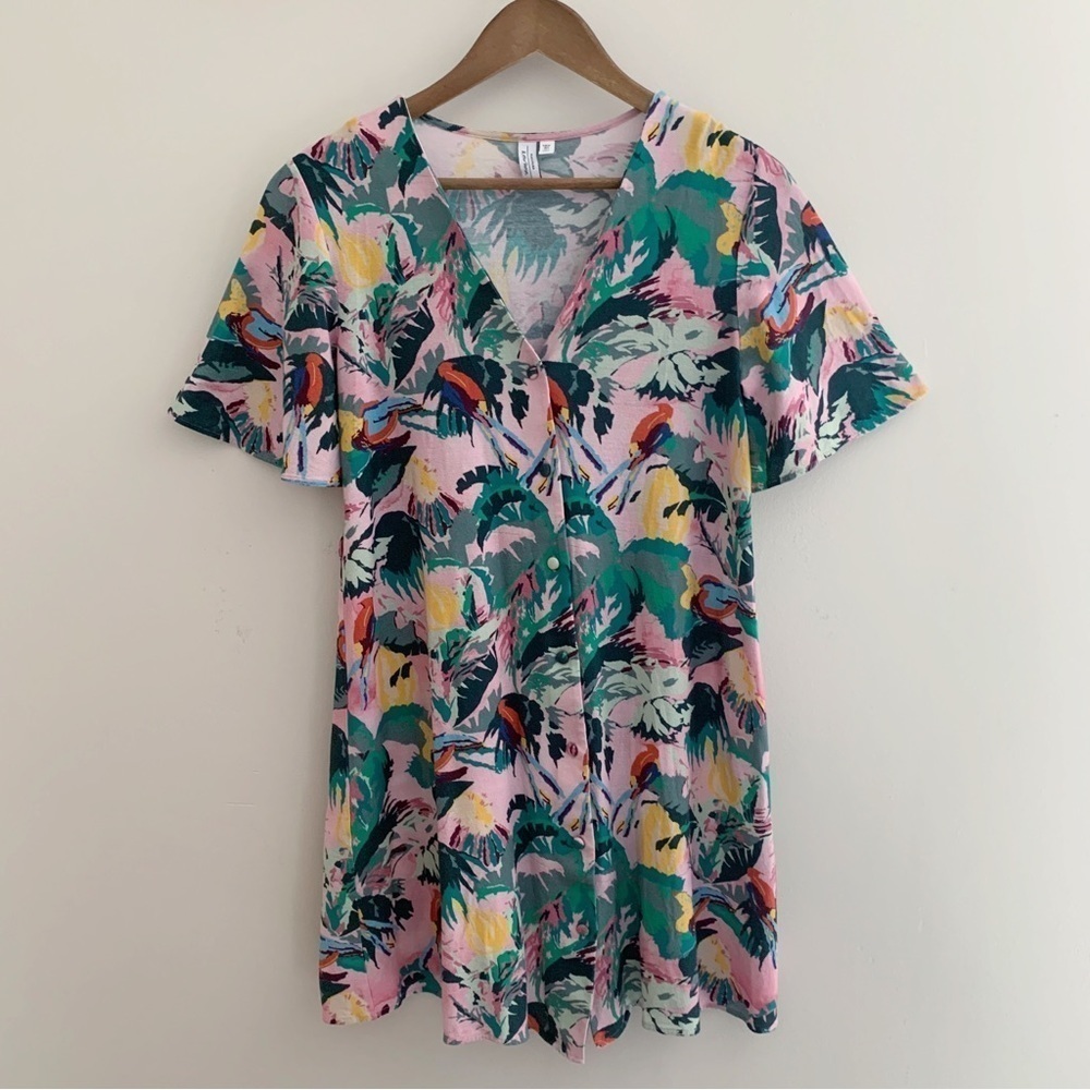 & Other Stories Tropical Floral Print Dress Sz 4 Summer Resortwear